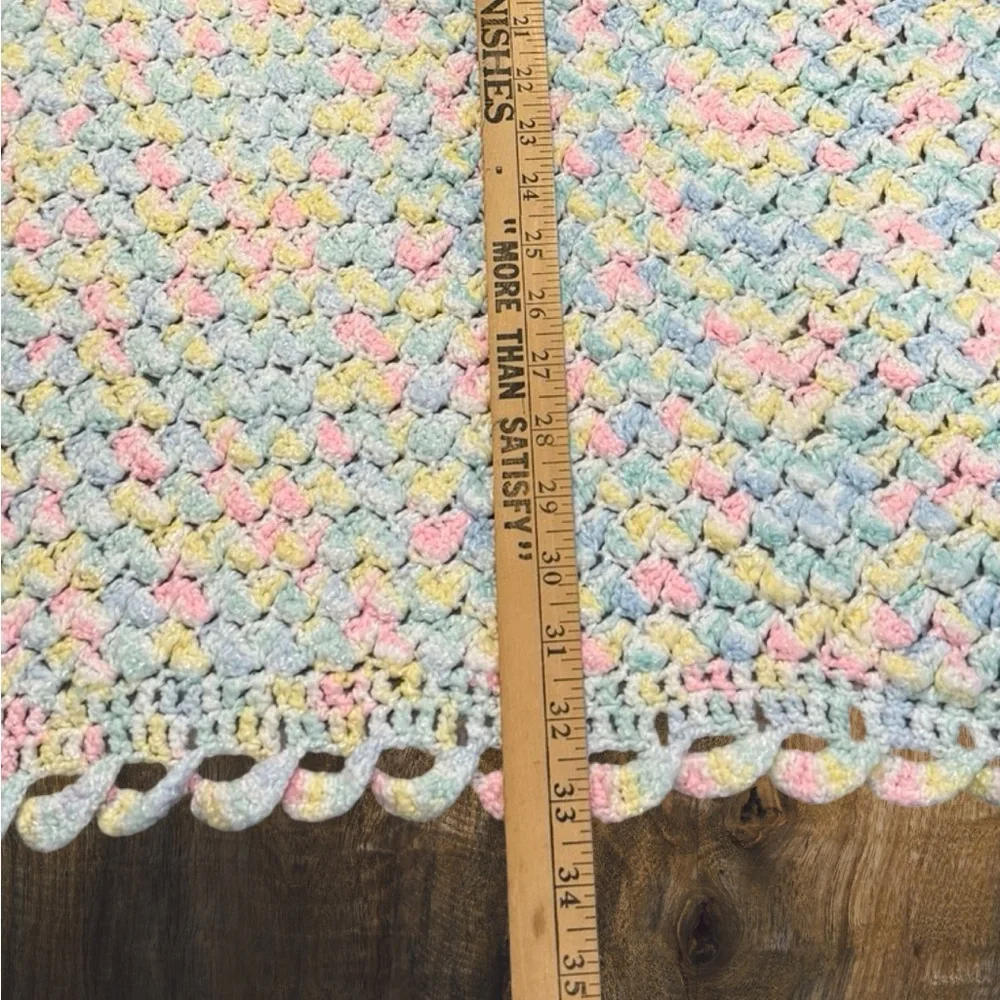 Handmade Crochet Baby Blanket Pastel Heirloom Cottagecore‎ Nursery Throw 22x32